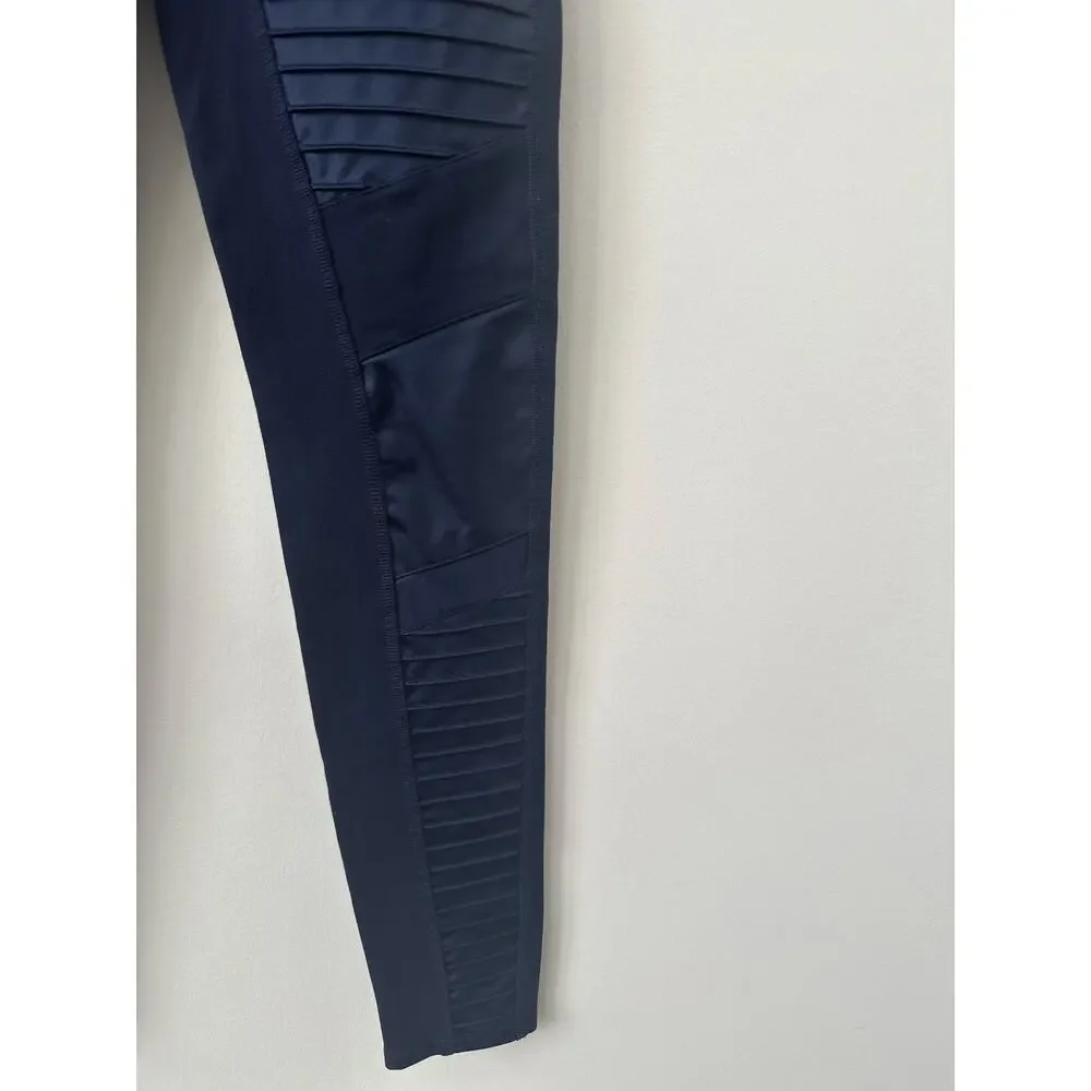 Alo Yoga Moto Leggings Women's Medium Navy Blue High Waist Pocket Compression